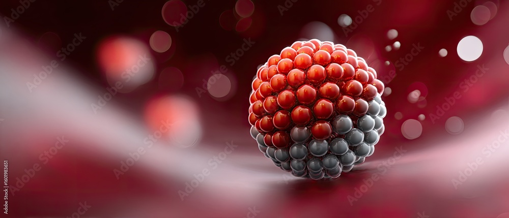 Poster molecule nanoparticle concept. abstract representation of a molecular structure with red and black s