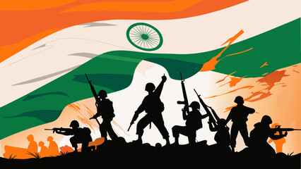 Soldiers standing valiantly beneath India s flag symbolizing courage and patriotism in a digital