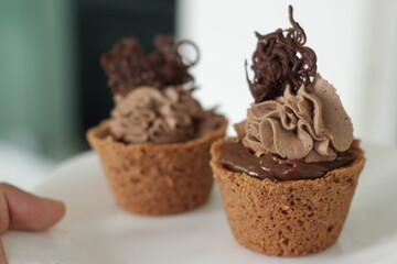 chocolate dessert with biscuit