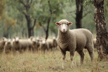 Obraz premium Sheared Merino sheep in the pasture Crystalbrook farm