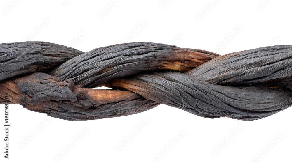 Poster dried vanilla bean isolated on transparent background with natural texture and color