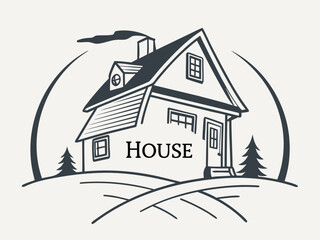 A woman cleans in front of a charming home, symbolizing home maintenance.