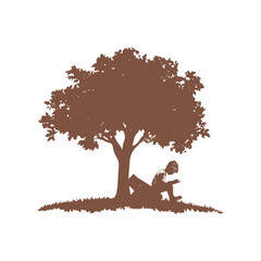 Reading Boy Relaxing in the Shade