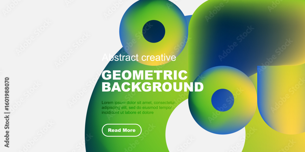 Poster abstract geometric design features vibrant color gradients. overlapping circles create dynamic visua