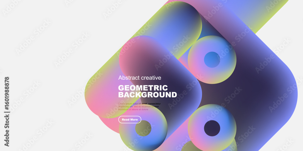 Fototapete abstract geometric shapes overlap, creating vibrant color gradients. minimalist design with text ove