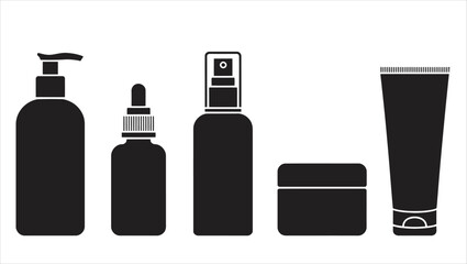 Skincare Silhouette Vector Design with Pump Bottles