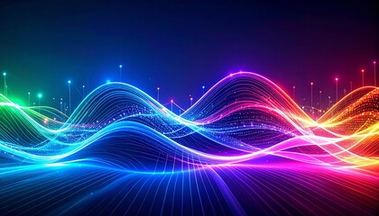 abstract futuristic neon digital city landscape