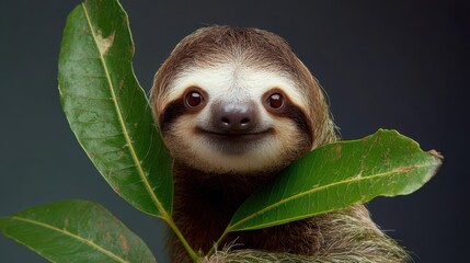 A close-up view of a sloth nestled amongst lush greenery.