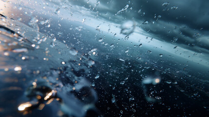 雨のしずくの流れ、スコール、雨粒