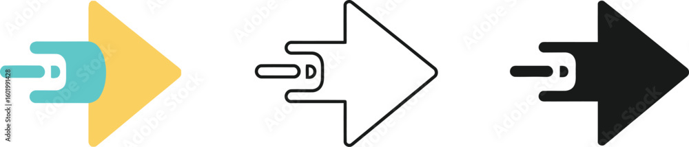 Poster arrow icon set vector illustration forward direction sign next button right navigation symbol graphi
