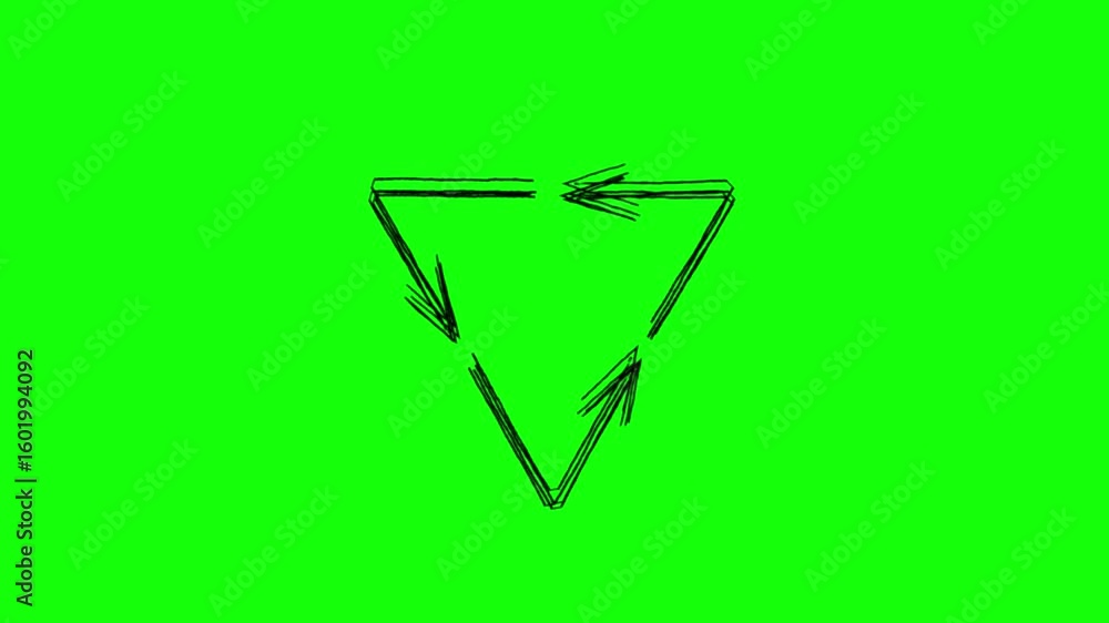 Poster animated triangle with rotating arrows on green screen
