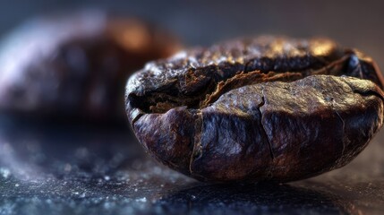 Close-up of a single coffee bean.