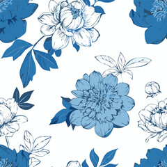Fototapeta premium Elegant Hand-Drawn Floral Vector Pattern for Wallpaper and Backgrounds