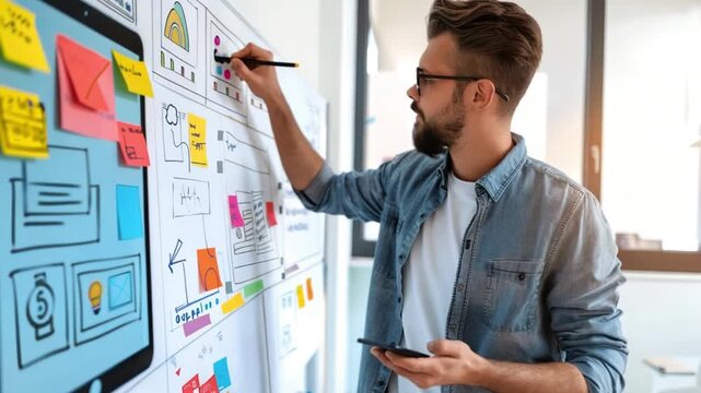 UI UX designer working 4K Videos - Powered by Adobe