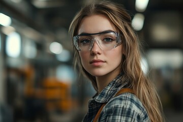 Female worker in manufacturing feeling vulnerable due to inappropriate behavior at the workplace, highlighting the issue of   in a professional environment, Generative AI