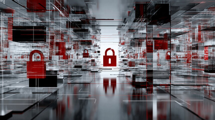Zero trust architecture. Digital fortress concept with no entry points, emphasizing security and isolation.