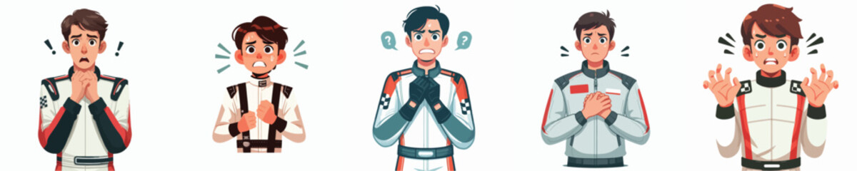 Fototapeta premium racer character vector with scared expression