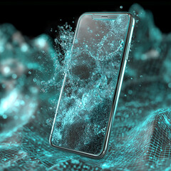 Malware prevention antivirus device. Digital waves blocked by glowin technology, enhancing phone protection.