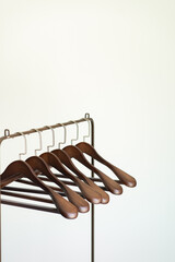Wooden Hangers on a Clothes Rack