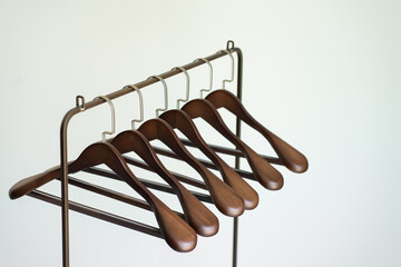 Wooden Hangers on a Clothes Rack