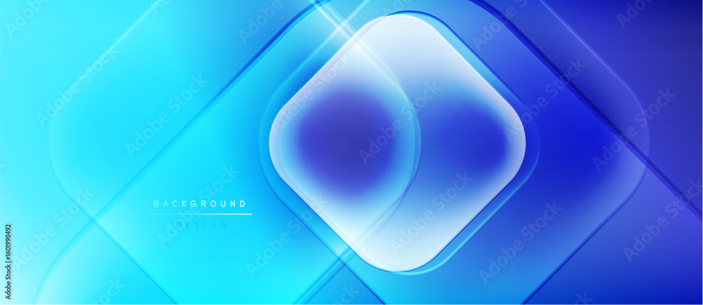 Poster abstract blue design. overlapping rounded squares create glowing effect. modern, vibrant background 