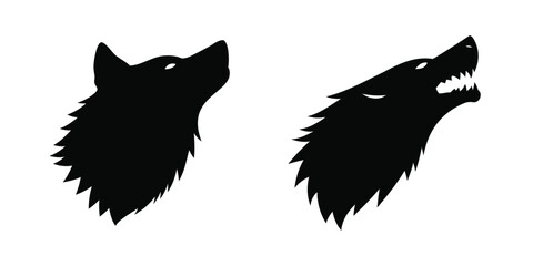 Fototapeta premium Dramatic black wolf head silhouettes howling powerfully conveying wild spirit and untamed nature for powerful branding vector illustration