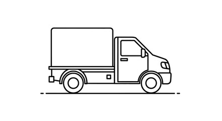 Fototapeta premium Simple Line Art Illustration of a Box Truck, Ideal for Logistics and Delivery Services