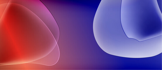 Abstract fluid shapes blend, creating vibrant red, purple, blue gradients. Smooth transitions suggest movement, depth. Minimalist design.