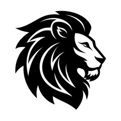 Obraz premium Clean Side Profile of a Lion Head in Vector Silhouette.
