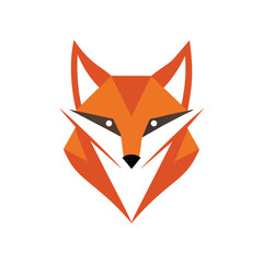 Geometric fox head icon with triangular ears in modern logo design on white background