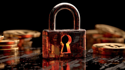 of a futuristic house surrounded by digital force field and firewall network