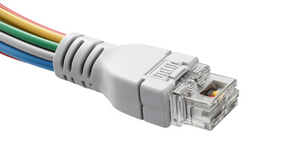 Closeup Of Multicolored Network Cable Connector On Transparent Background  