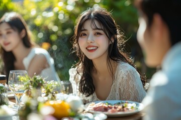 Family celebrating with a barbecue in their backyard, enjoying quality time together while creating lasting memories, Generative AI