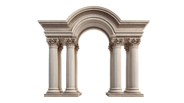 Elegant Off White Classical Archway with Columns on Transparent Background, PNG - Powered by Adobe