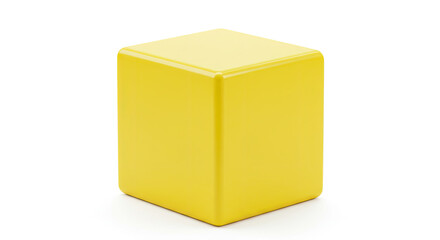 Fototapeta premium Bright Yellow Cube Shaped Stool Modern Design.