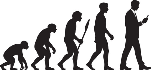 Theory of evolution of man silhouette