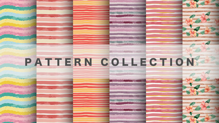 Stripe in watercolor style, 6 pattern data sets


