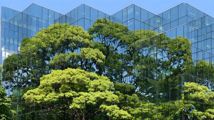 Detailed Shot of Reflective Green Windows on Corporate Tower
