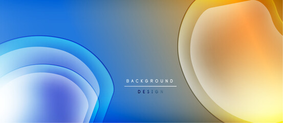 Abstract fluid shapes blend blues, oranges. Gradient background creates modern design. Soft layers suggest depth, movement.