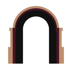 Fototapeta premium Stylized arch silhouette in black and burgundy on white background, minimalism
