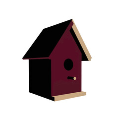 Stylized birdhouse silhouette on white background, nature decor concept