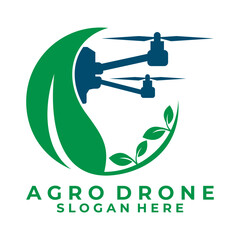 Abstract modern agriculture tech logo design vector. Drone with leaf logo combinations