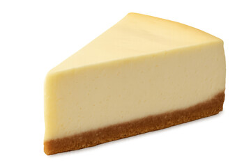 Creamy cheesecake slice isolated on transparent background, ideal for food and dessert themed projects