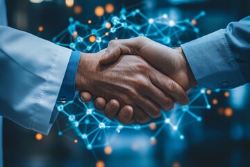Doctor discussing treatment options with a pharmaceutical sales representative, focusing on collaboration and innovation in the healthcare industry, Generative AI