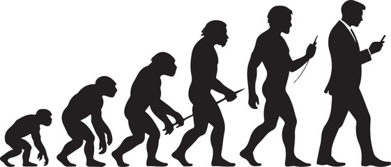Theory of evolution of man silhouette