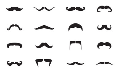collection of mustaches. set of mustaches. Black moustache isolated on white background