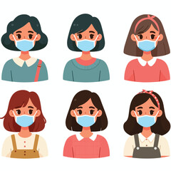 People wearing masks and social distancing