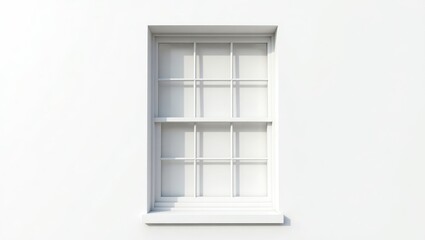A white window frame set against a white wall.