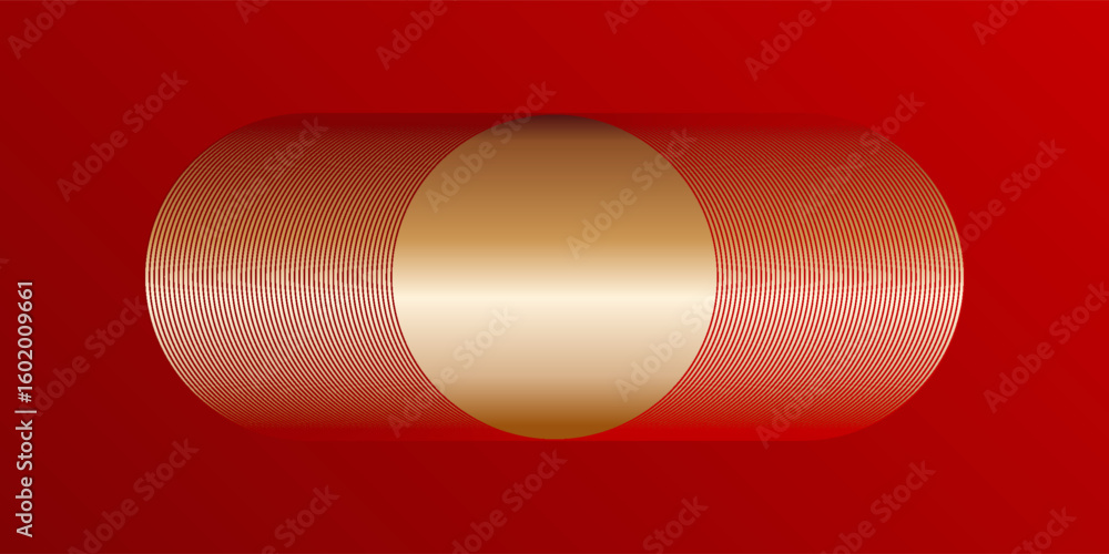 Aufkleber abstract artwork featuring a cylindrical shape with textured design on red background