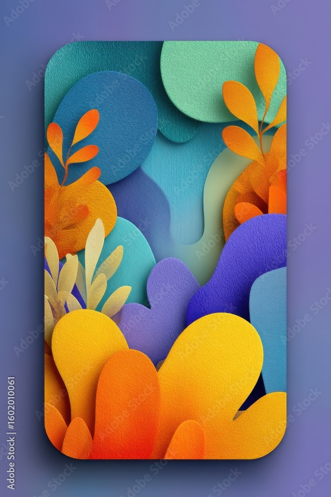 Poster colorful abstract design with layered shapes and aesthetic circular patterns